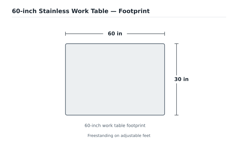 60-inch Stainless Work Table footprint diagram
